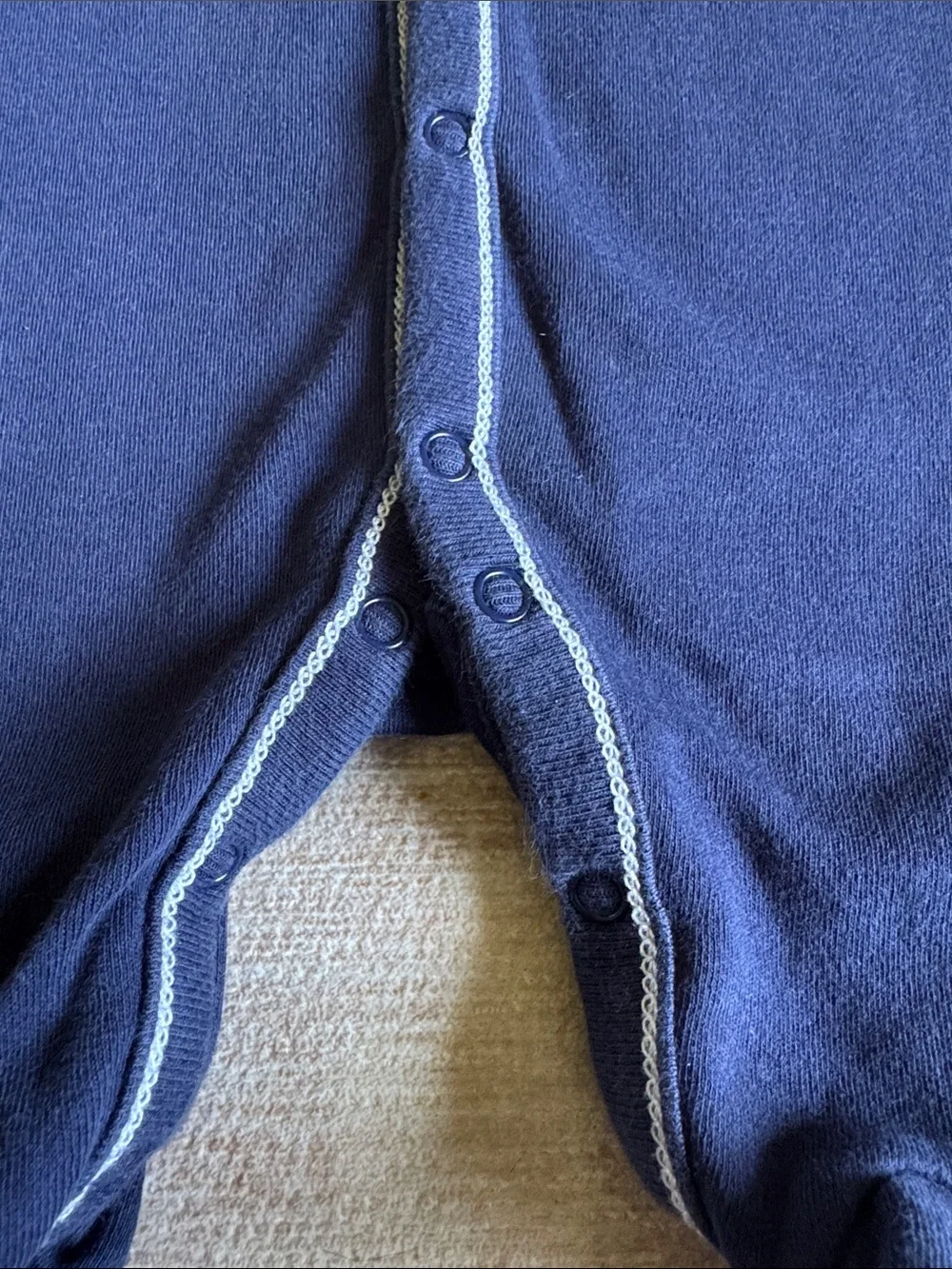 Ralph Lauren Newborn Navy Footed Baby One-Piece with White Contrast Piping